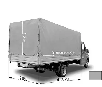 Тент 4,25х2,06х1,54м на Газель NEXT металлический борт, серый Тент 4,25х2,06х1,54м на Газель NEXT металлический борт, серый
