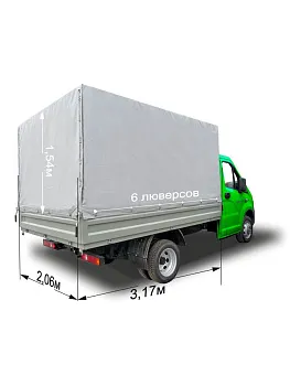 Тент 3,17х2,06х1,54м на Газель NEXT металлический борт, серый