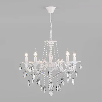 Подвесная люстра Eurosvet 10108/5 белый/прозрачный хрусталь Strotskis