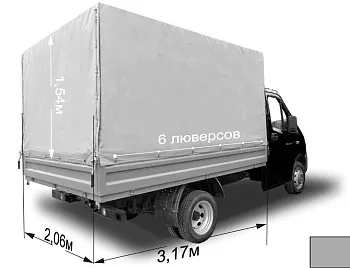 Тент 3,17х2,06х1,54м на Газель NEXT металлический борт, серый