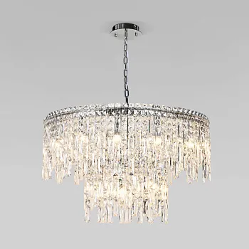 Подвесная люстра Eurosvet 60160 хром/ прозрачный хрусталь Strotskis