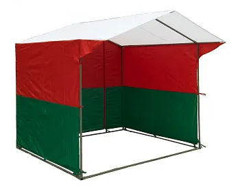 Палатка торговая Домик 2,5х2м (каркас из квадратной трубы 20х20 мм) бело-красно-зеленый Палатка торговая Домик 2,5х2м (каркас из квадратной трубы 20х20 мм) бело-красно-зеленый