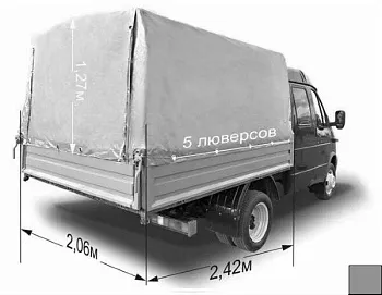 Тент 2,42х2,06х1,25м на ГАЗ 33023 Фермер Бизнес, серый