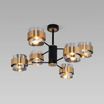 Люстра на штанге Eurosvet 70127/6 черный/дымчатый Люстра на штанге Eurosvet 70127/6 черный/дымчатый