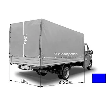 Тент 4,25х2,06х1,54м на Газель NEXT металлический борт, синий Тент 4,25х2,06х1,54м на Газель NEXT металлический борт, синий