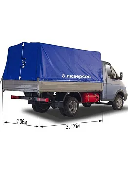 Тент 3,17х2,06х1,27м на ГАЗ 3302 нового образца, серый