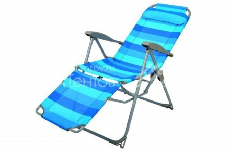 Кресло-шезлонг 3 с подножкой складное цвет синий ПВХ К3 НК К3 ПВХ син.