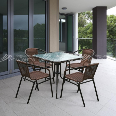Комплект мебели для летнего кафе Николь-2A TLH-037AR2/080SR-80х80 Cappuccino (4+1)