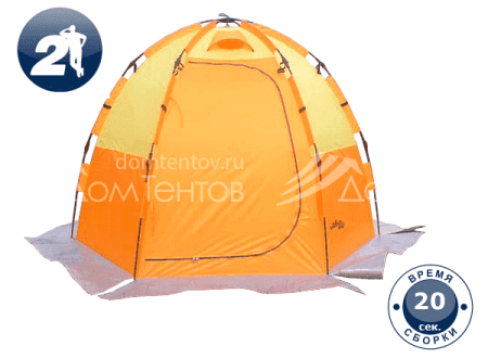 Палатка для зимней рыбалки World of Maverick Ice 2, цвет: orange / yellow